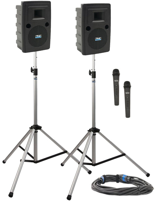 Anchor Audio 760200 AIR X2 Liberty Pair: XU2/AIR Speakers, 2x WH-LINK Handheld Mics, Cable, and Stands - PSSL ProSound and Stage Lighting