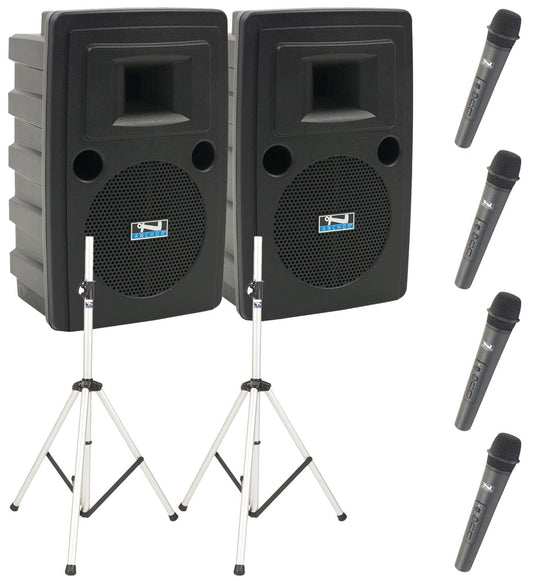 Anchor Audio 760400 Liberty Pair (XU4, AIR), Anchor-Air Package with 4 WH-LINK Handheld Wireless Microphones and Stands - PSSL ProSound and Stage Lighting