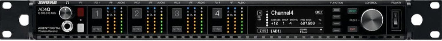 Shure Axient AD4Q-DC Four-Channel Digital Wireless Receiver, A Band - PSSL ProSound and Stage Lighting