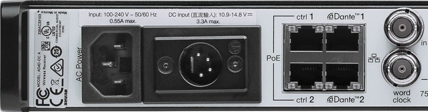 Shure Axient AD4Q-DC Four-Channel Digital Wireless Receiver, A Band - PSSL ProSound and Stage Lighting