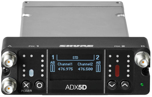 Shure Axient ADX5DUS Digital Dual-Channel Portable Wireless Receiver, C Band - PSSL ProSound and Stage Lighting
