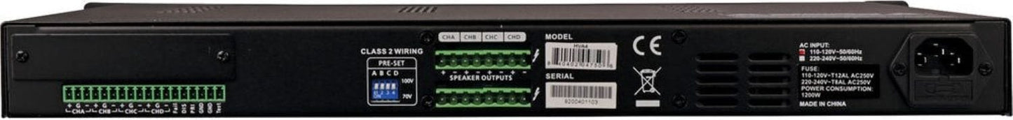ART HVA4 70 /100 Volt Class-D 4-Channel Installation Amplifier - 1U - PSSL ProSound and Stage Lighting