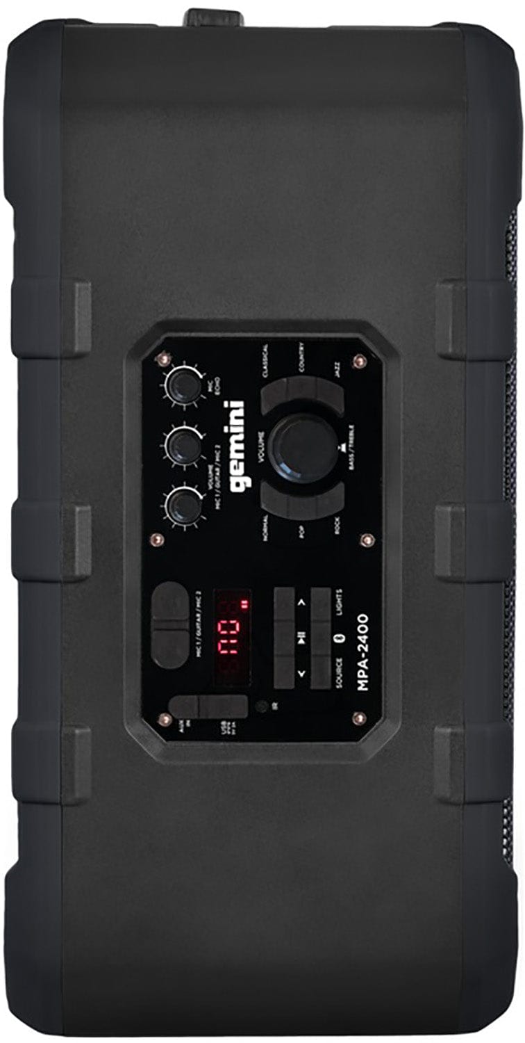 Gemini MPA-2400GRY Wireless IPX4 Waterproof Outdoor Portable Tailgate Party Bluetooth Speaker - PSSL ProSound and Stage Lighting