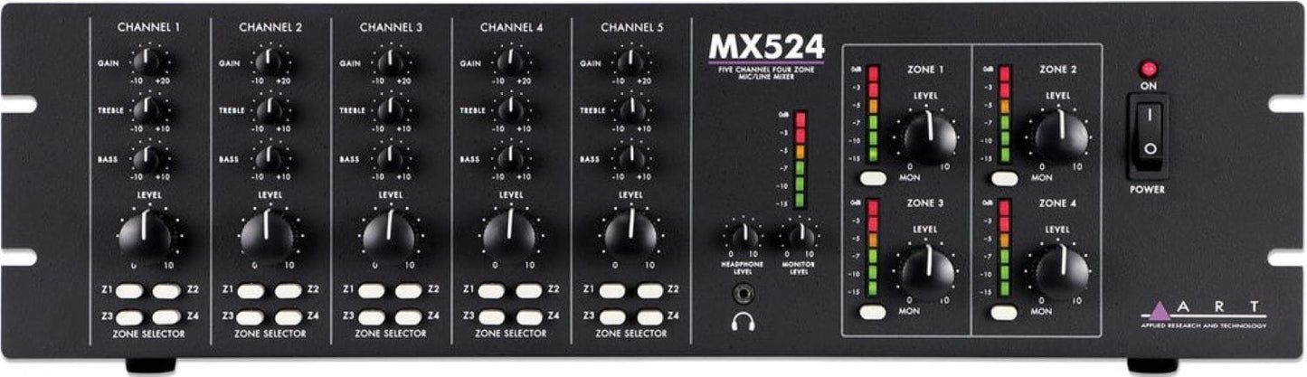 ART MX524 Five-Channel Four-Zone Microphone / Line Mixer - PSSL ProSound and Stage Lighting