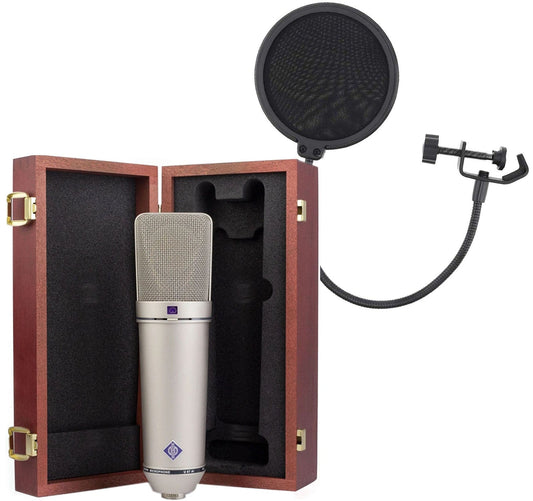 Neumann U-87AI K 67 Capsule Multi-Pattern Microphone with Pop Filter in Woodbox - Silver - PSSL ProSound and Stage Lighting