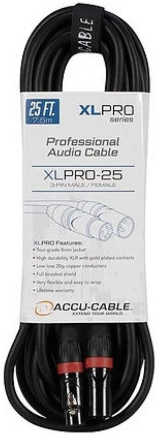 Accu-Cable 25 Ft. PRO XLR M to XLR F - PSSL ProSound and Stage Lighting