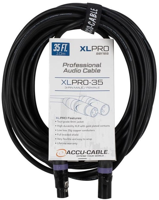 Accu-Cable 35 Ft. PRO XLR M to XLR F - PSSL ProSound and Stage Lighting