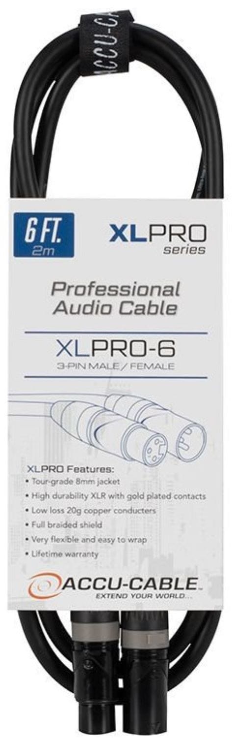 Accu-Cable 6 Ft. PRO XLR M to XLR F - PSSL ProSound and Stage Lighting
