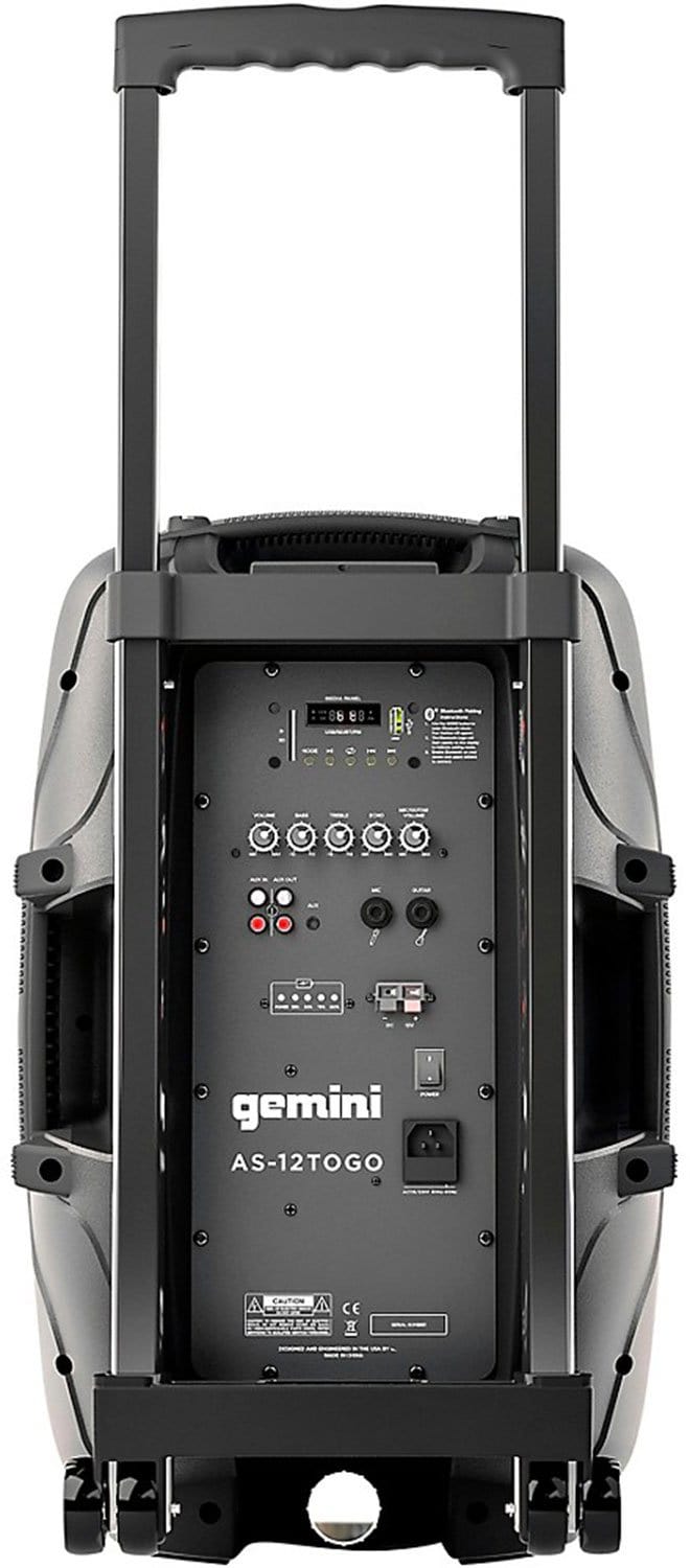 Gemini AS-12TOGO 12-inch Powered Portable Bluetooth Speaker - ProSound and Stage Lighting