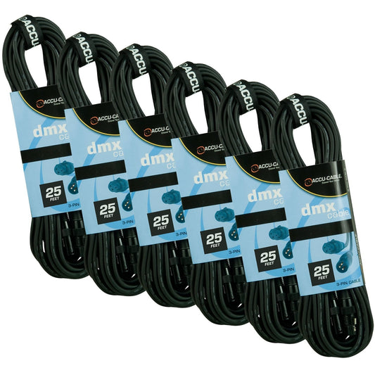 25FT 3Pin Xlr To Xlr Data Cable DMX 6 Pack - ProSound and Stage Lighting
