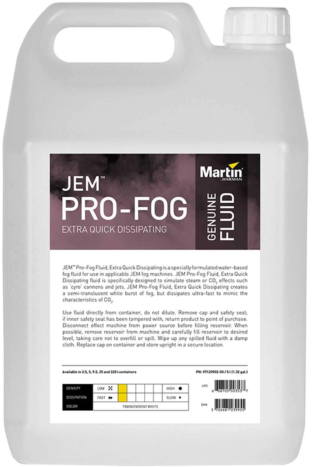 Martin JEM Pro-Fog Fluid Extra Quick Dissipating 5L - ProSound and Stage Lighting