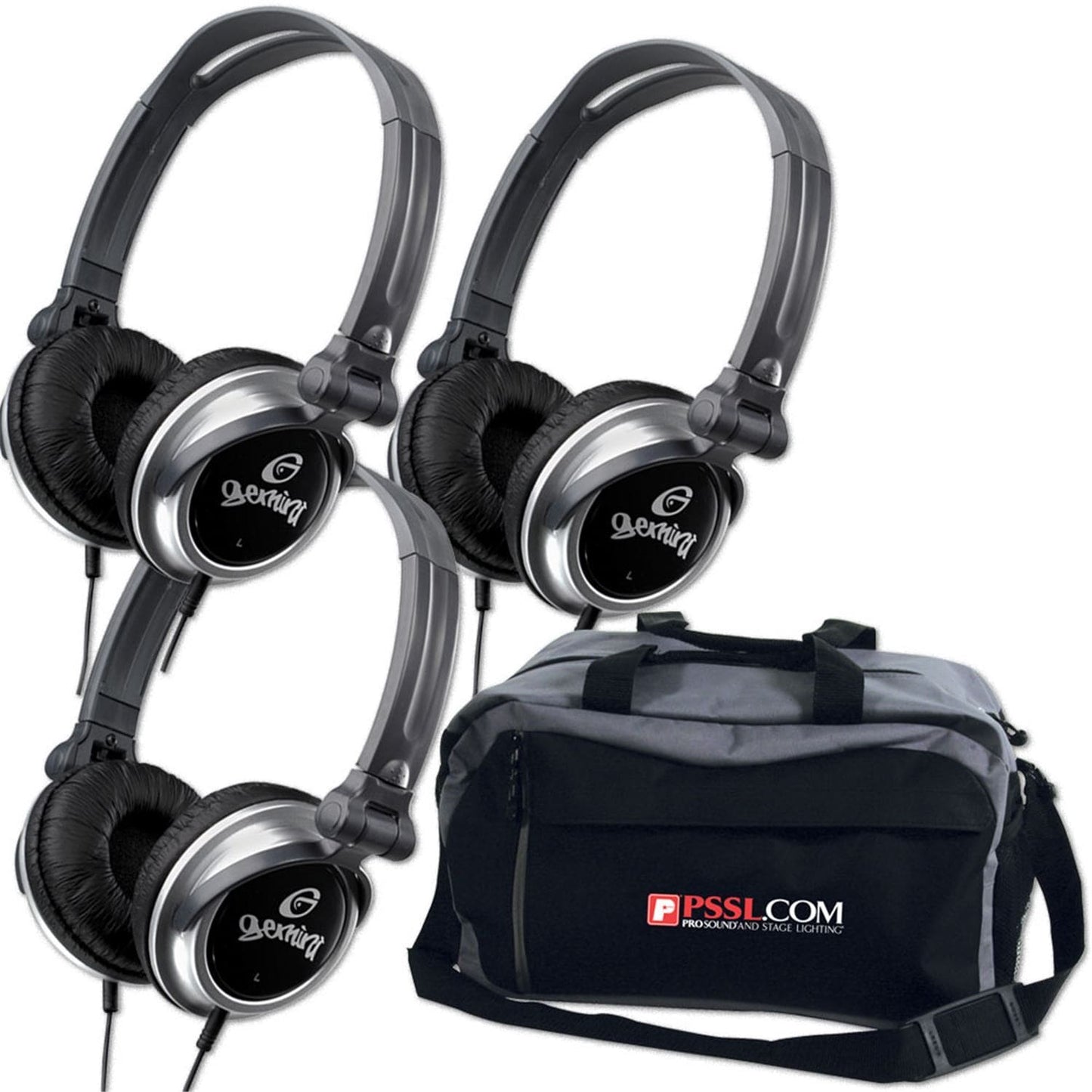 Deluxe Dj Headphone 3 Pack & Pro Gear Bag - ProSound and Stage Lighting