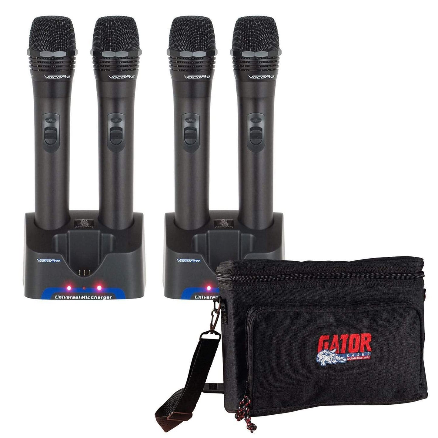 VocoPro UHR UHF Handheld Rechargeable Microphones with Charging Stations & Bag - ProSound and Stage Lighting