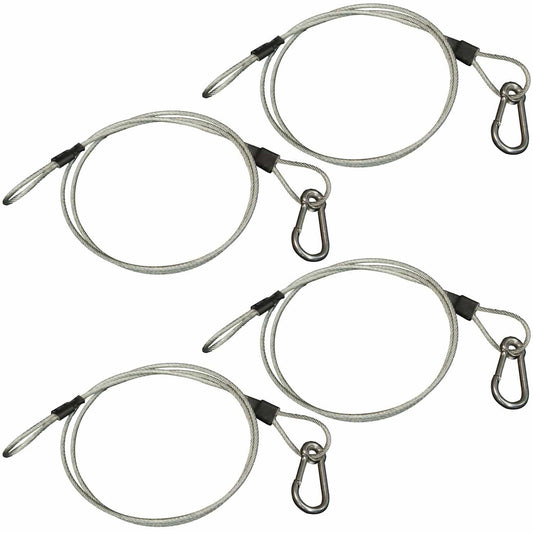 Steel Light Fixture Safety Cable with Latch 4 Pack - ProSound and Stage Lighting