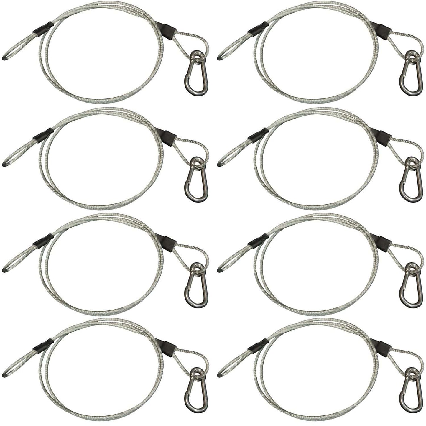 Steel Light Fixture Safety Cable with Latch 8 Pack - ProSound and Stage Lighting