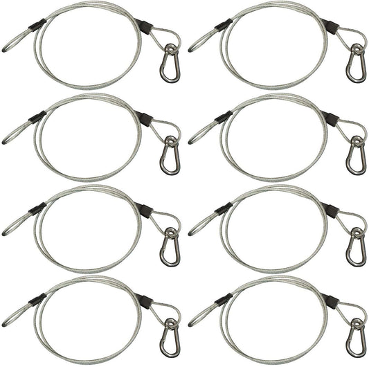 Steel Light Fixture Safety Cable with Latch 8 Pack - ProSound and Stage Lighting
