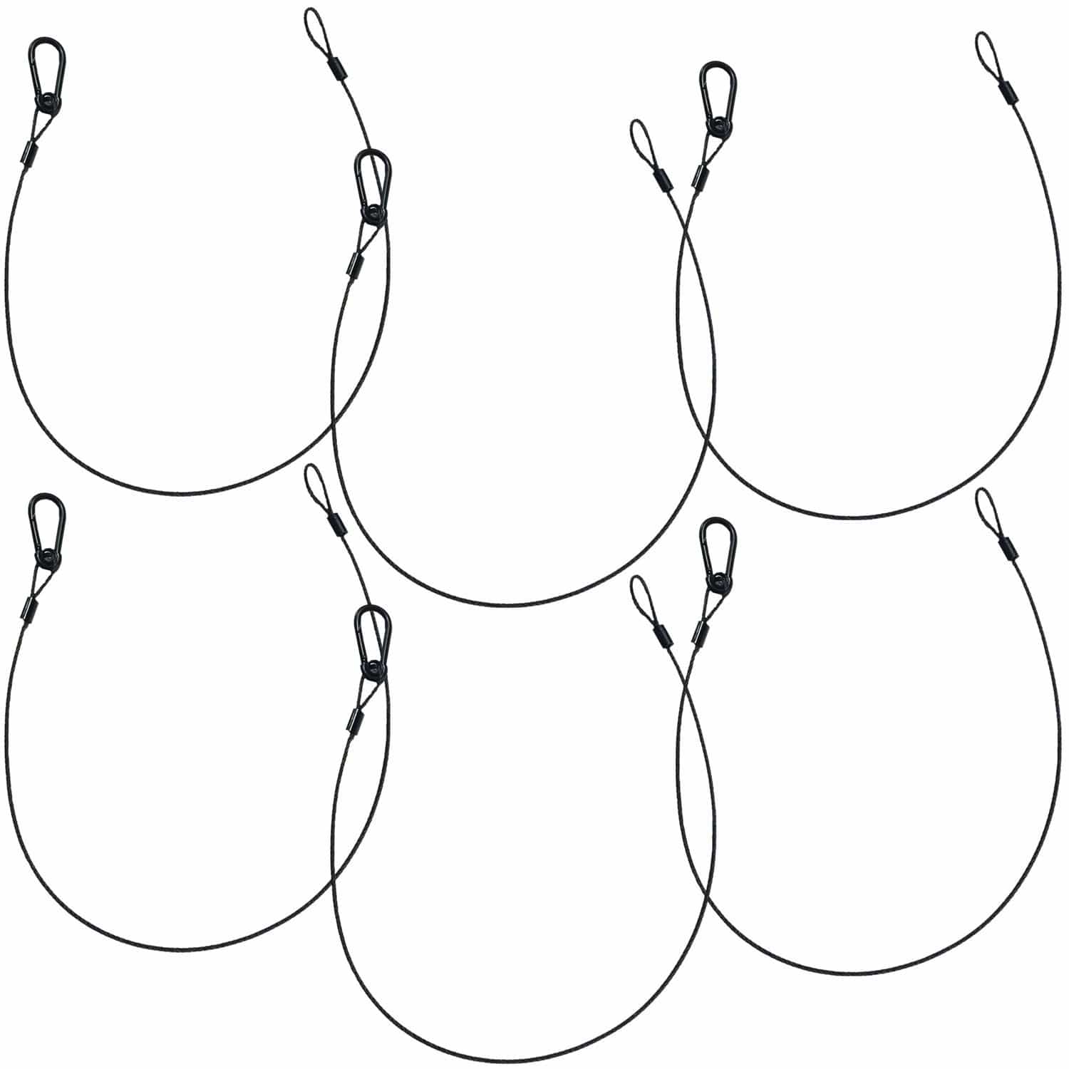 Steel Light Fixture Black Safety Cable 6 Pack - ProSound and Stage Lighting