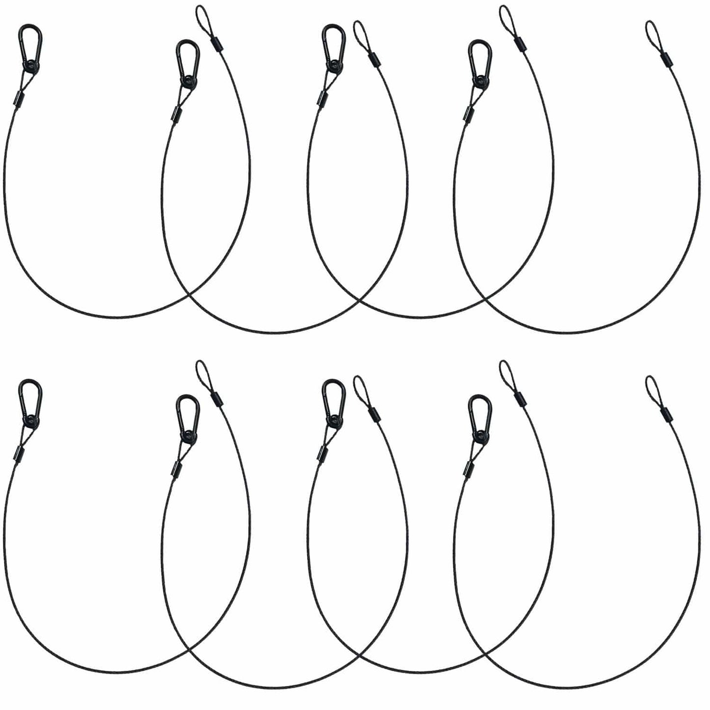 Steel Light Fixture Black Safety Cable 8 Pack - ProSound and Stage Lighting