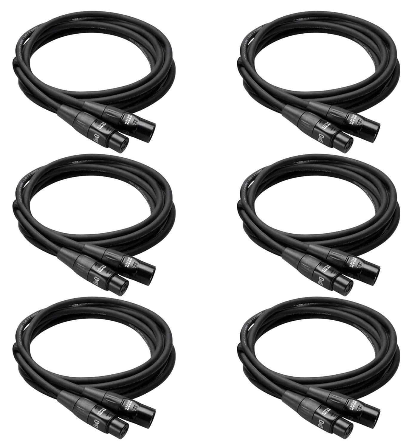 25ft Pro Grade XLR Microphone Cable - 6 Pack - ProSound and Stage Lighting