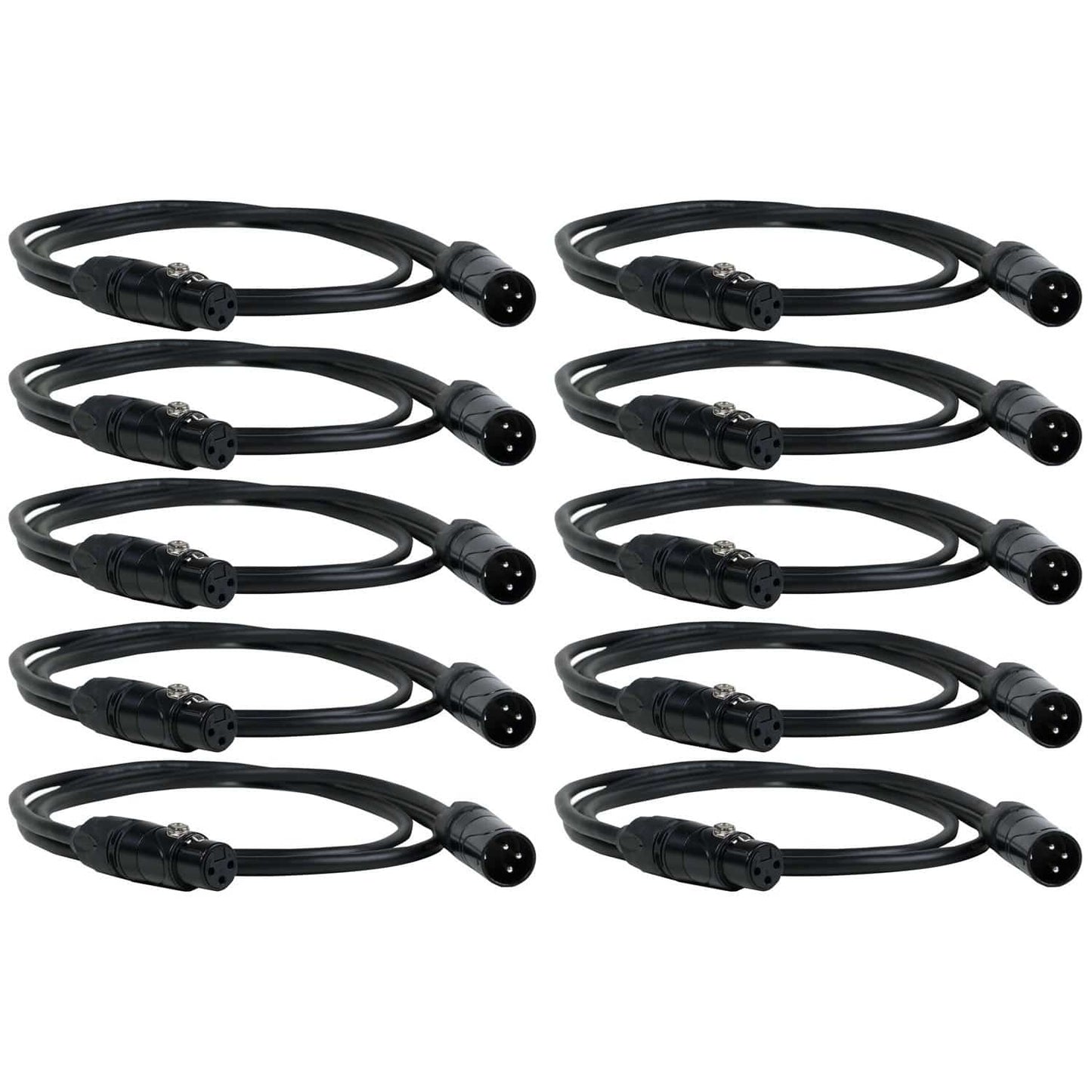Professional DMX Lighting Cable 5-Foot 10-Pack - ProSound and Stage Lighting