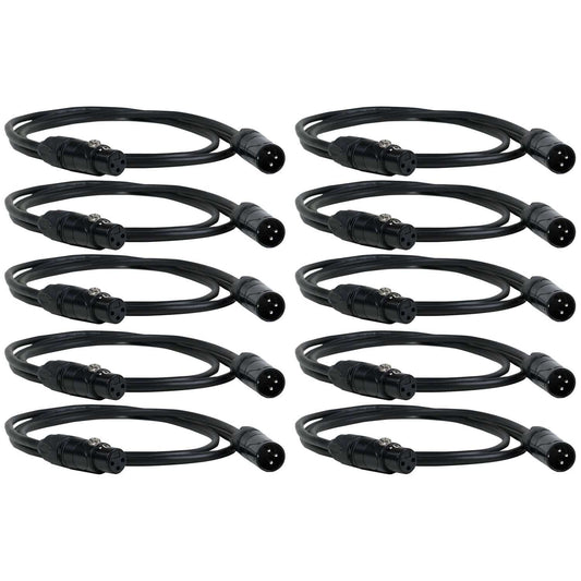 Professional DMX Lighting Cable 5-Foot 10-Pack - ProSound and Stage Lighting