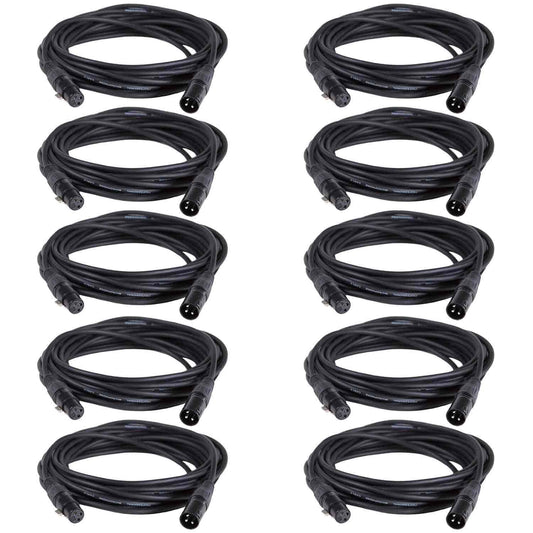 25ft XLR to XLR Microphone Cable 10-Pack - ProSound and Stage Lighting