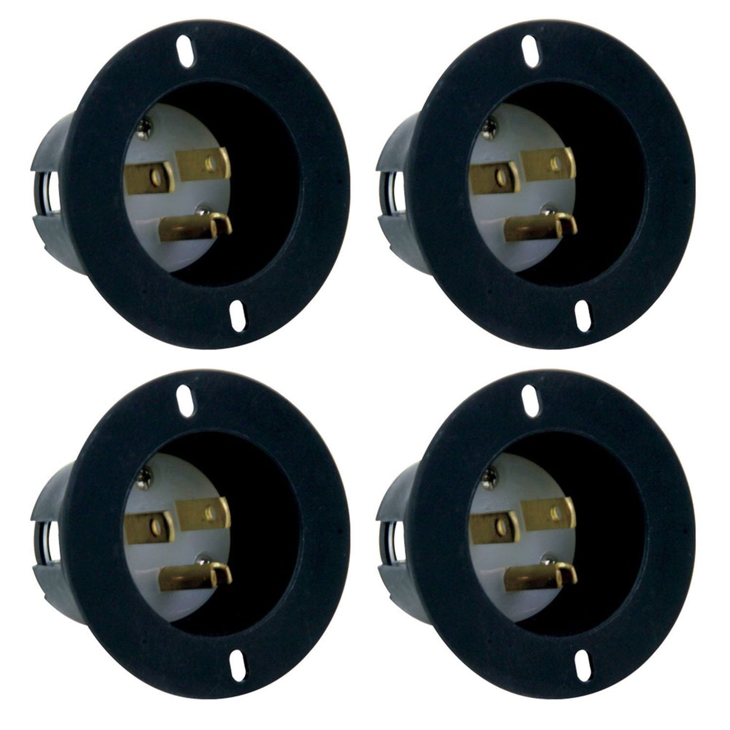AC Recessed Mountable (AC-INLET) AC Plug 4 Pack - ProSound and Stage Lighting