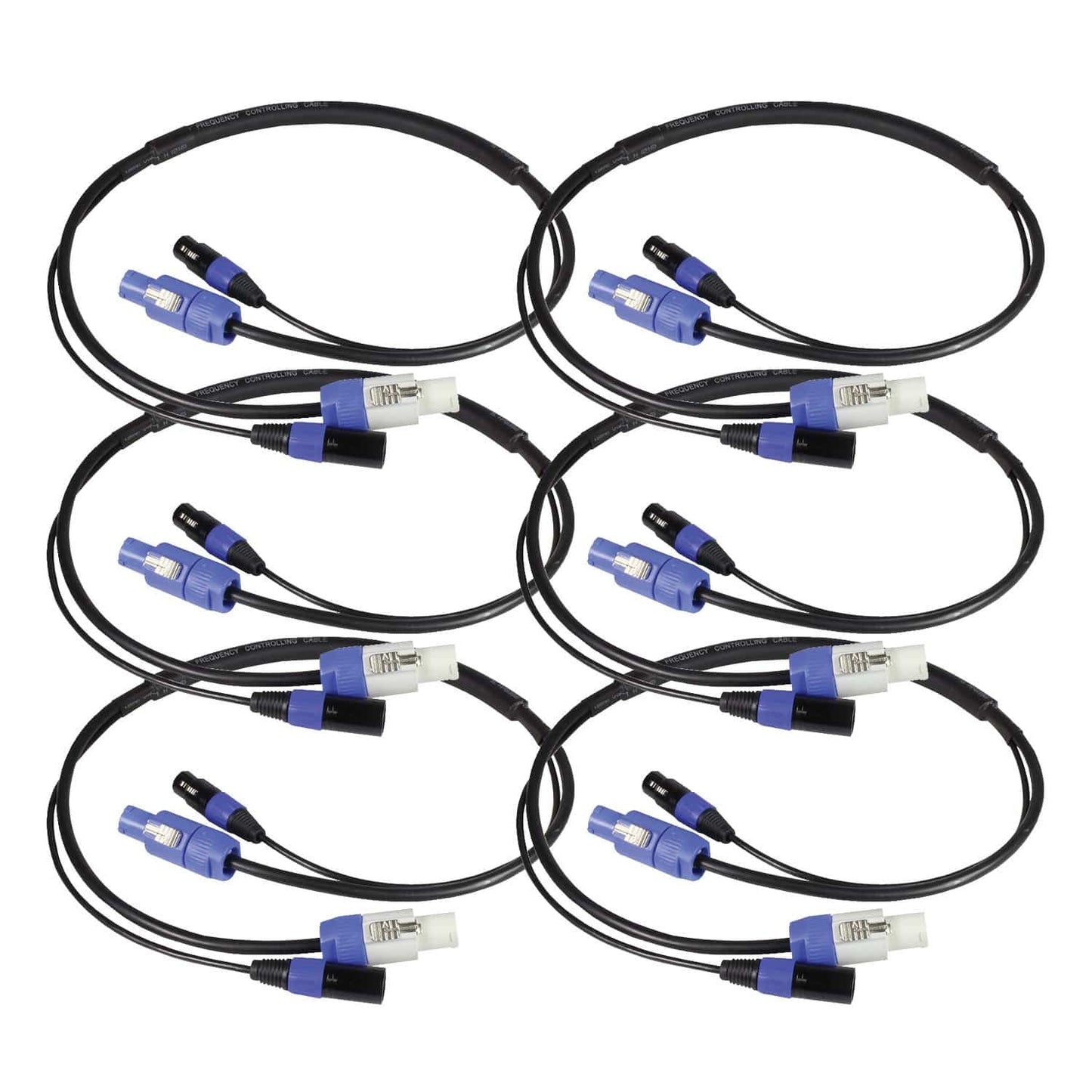 Blizzard 10Ft PowerCon & 3-Pin DMX Combo Cable 6-Pack - ProSound and Stage Lighting