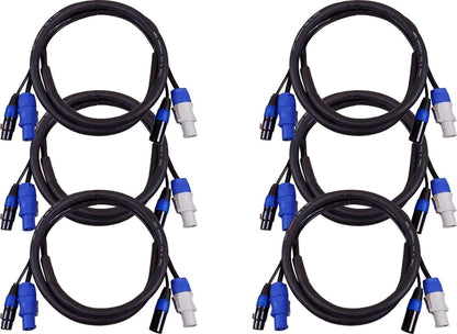 Blizzard 6 Ft PowerCon 3-Pin DMX Combo Cable 6-Pack - ProSound and Stage Lighting