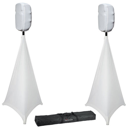 Gator Complete 15" Speaker Stands with Stretch Cover Set White - PSSL ProSound and Stage Lighting