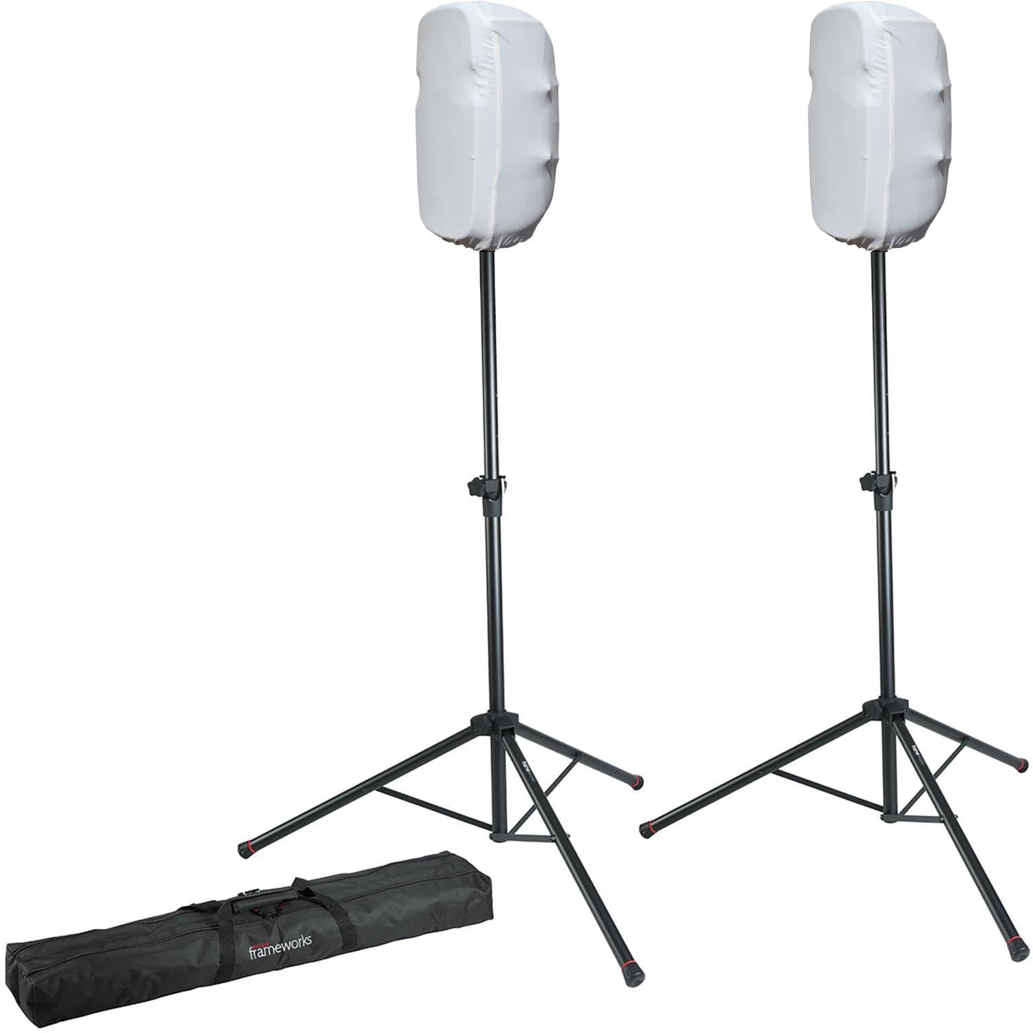 Gator Speaker Stands with 15" Speaker Stretch Covers White - PSSL ProSound and Stage Lighting