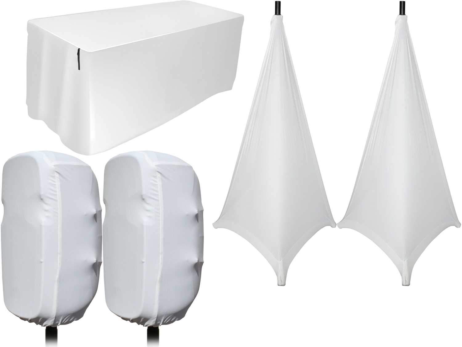 Entertainers Covers Bundle White with 8 Ft Table Cover - ProSound and Stage Lighting