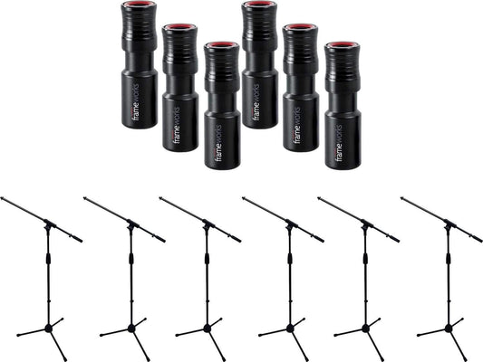 Gator ROK-IT Tripod Mic Stand 6-Pack with Quick Release Mic Attachment - ProSound and Stage Lighting