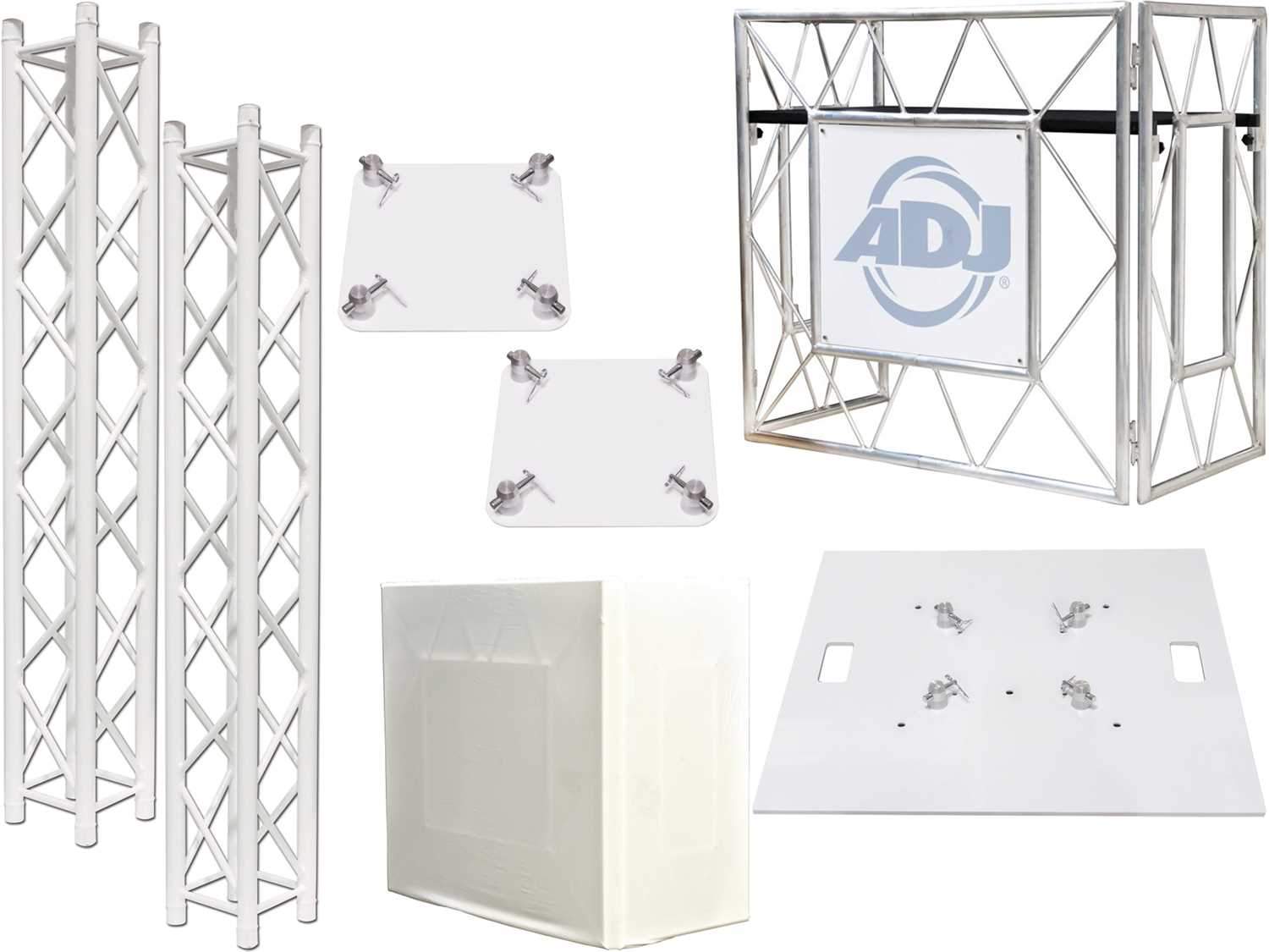 ADJ American DJ Pro Event Table with 8.20Ft White Truss Totems - ProSound and Stage Lighting