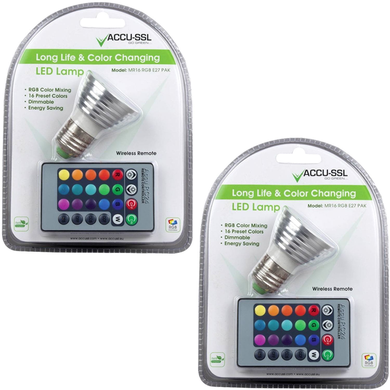 Amazing RGB959 Multi Color LED Bulb with Remote 2-Pack - ProSound and Stage Lighting