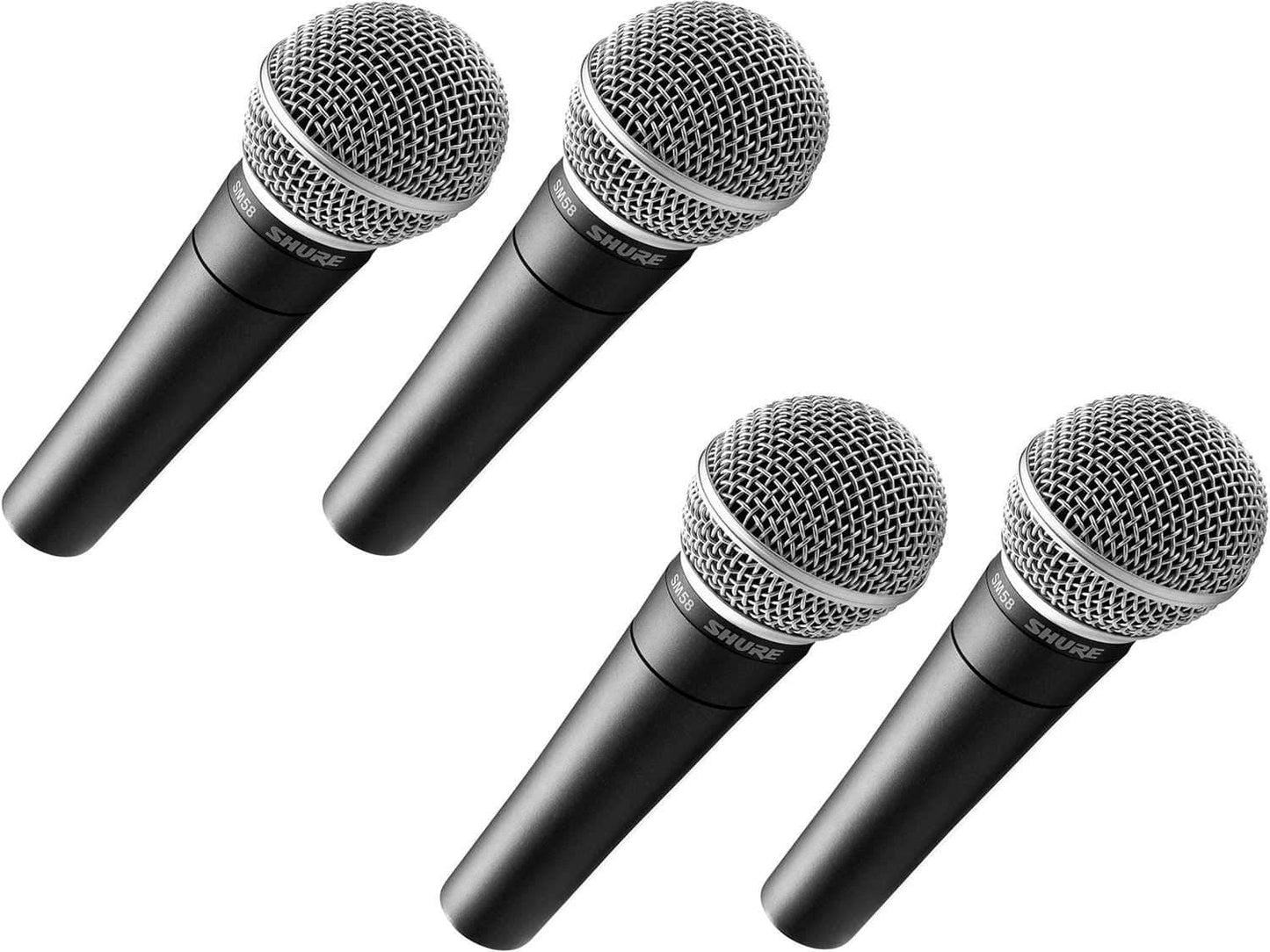 Shure SM58 Cardioid Dynamic Vocal Microphone 4-Pack - ProSound and Stage Lighting