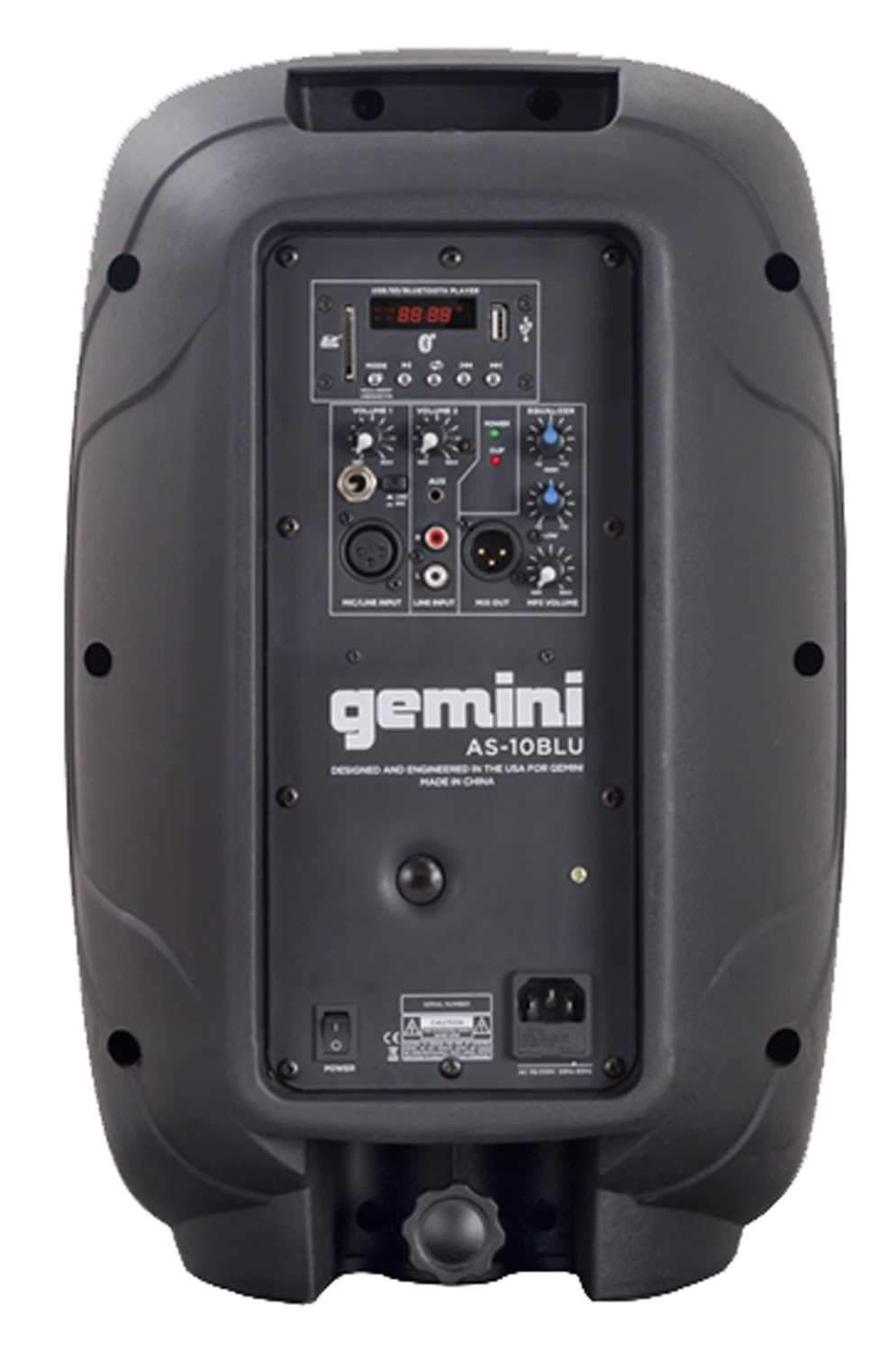 Gemini AS-10BLU 10-Inch Powered Speaker with Bluetooth - ProSound and Stage Lighting