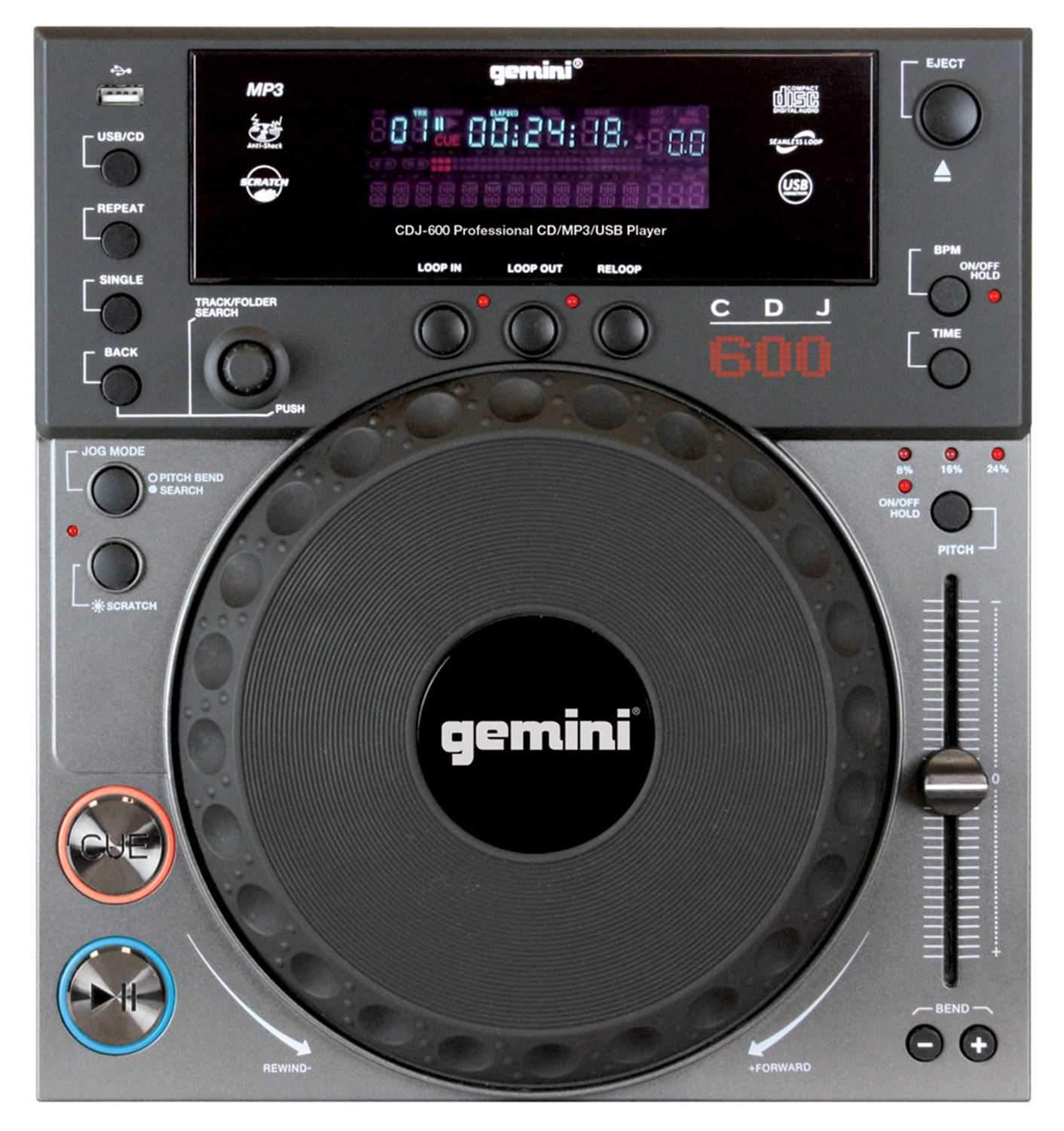 Gemini CDJ-600 Single CD/MP3/USB Player