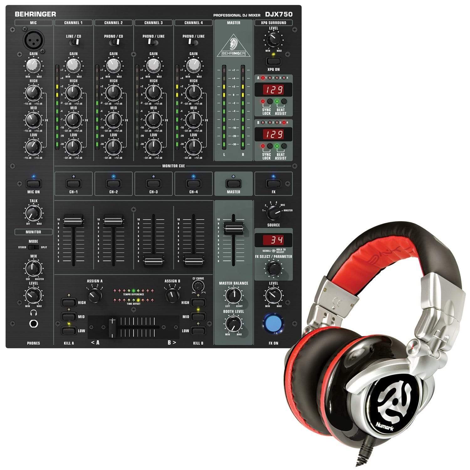 Behringer DJX750 5ch DJ Mixer & Numark Headphones | PSSL ProSound