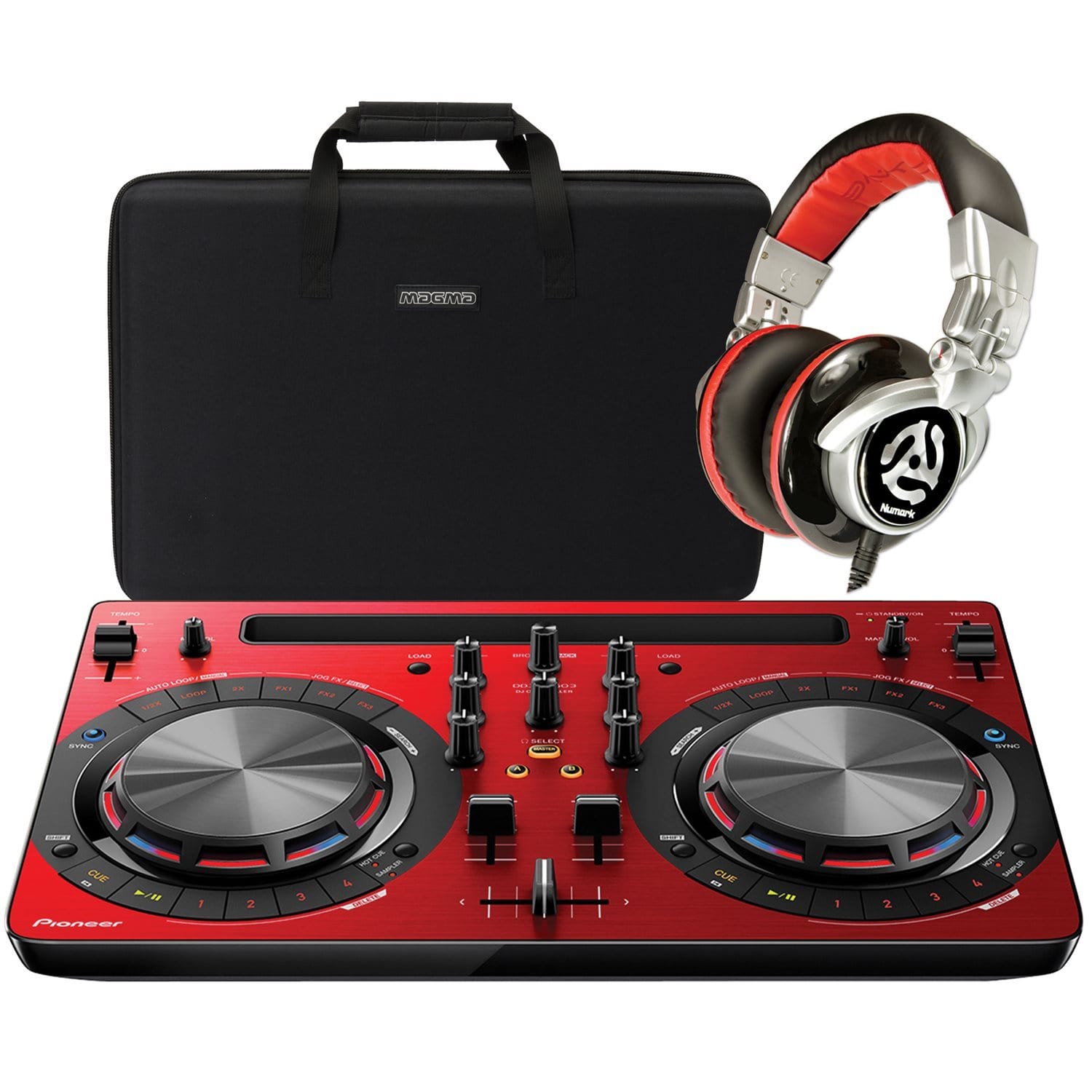 Pioneer DJ WeGO 3 Red DJ Control and Accessory Bundle