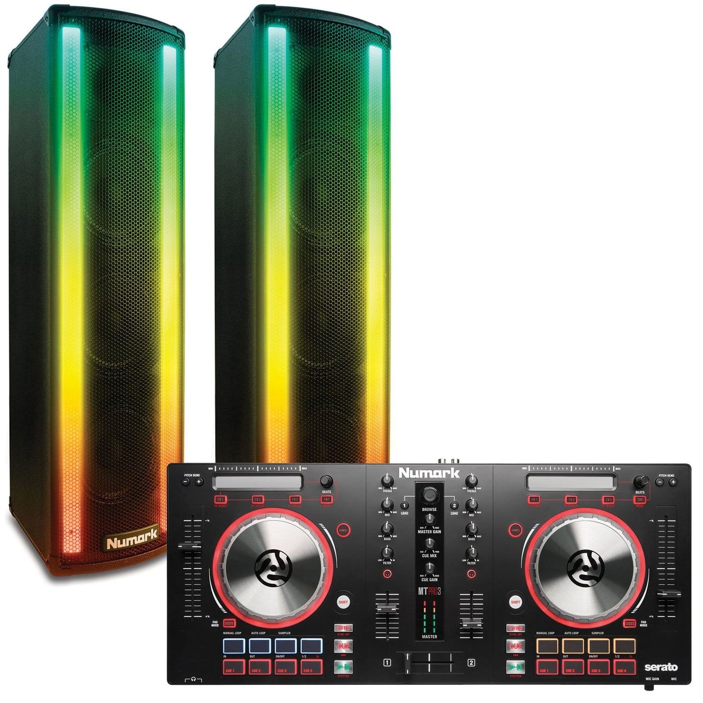 Numark Mixtrack Pro 3 DJ Controller and Lightwave Powered Speakers - ProSound and Stage Lighting