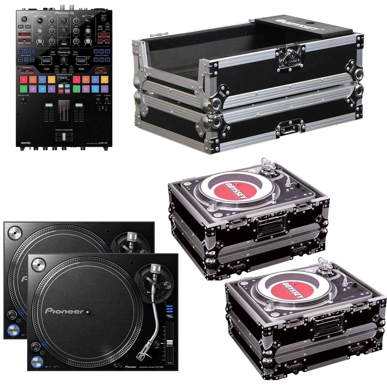 Pioneer DJ DJM-S9 Mixer with (2) PLX1000 Turntables and Cases