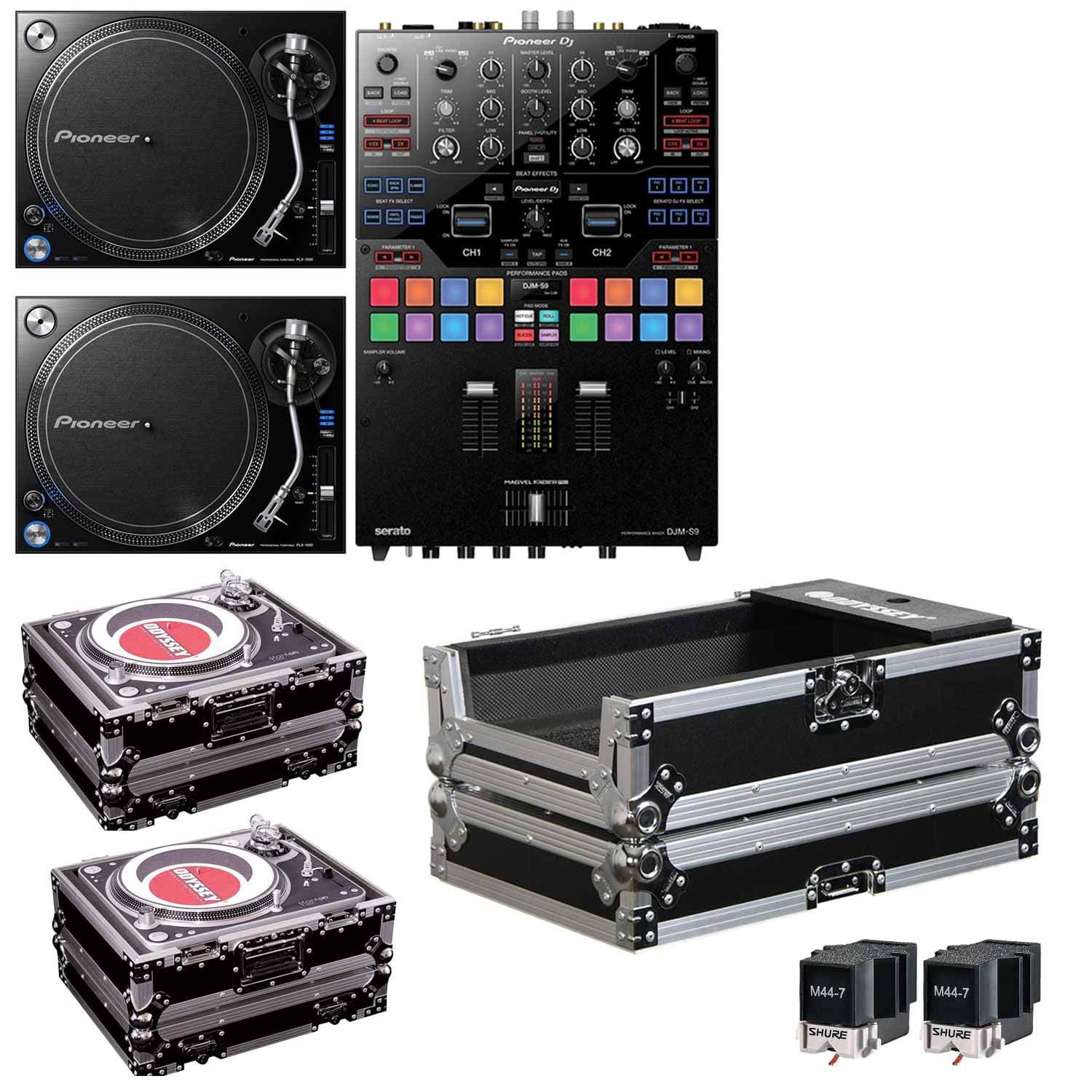 Pioneer DJ DJM-S9 Mixer with PLX1000 Turnrables Complete DJ Bundle