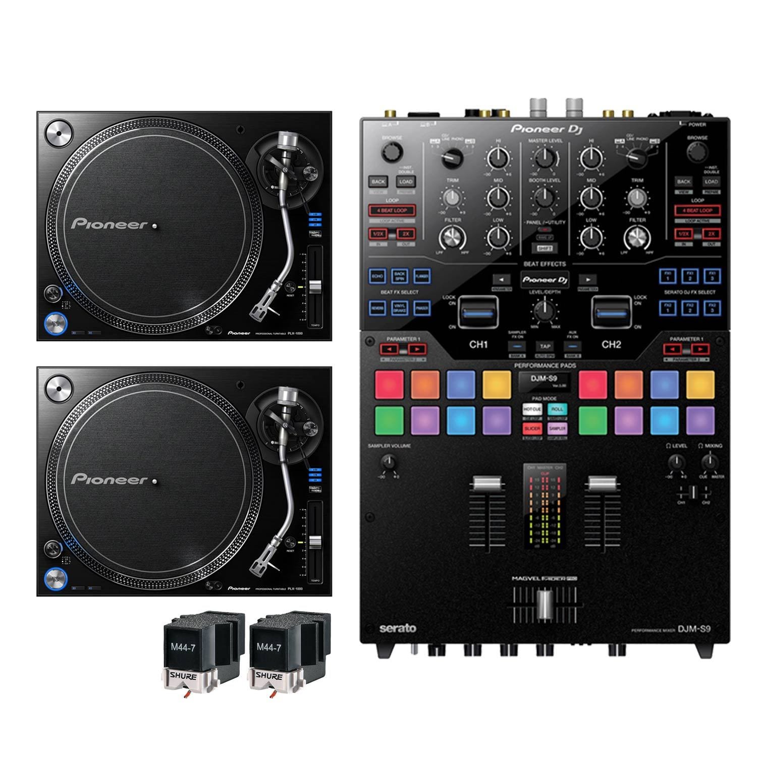 Pioneer DJM-S9 Mixer with (2) PLX1000 Turntables & M447 Cartridges - ProSound and Stage Lighting