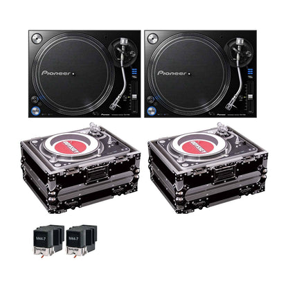 Pioneer PLX-1000 DJ Turntables with Cases & M44-7 Cartridges - ProSound and Stage Lighting