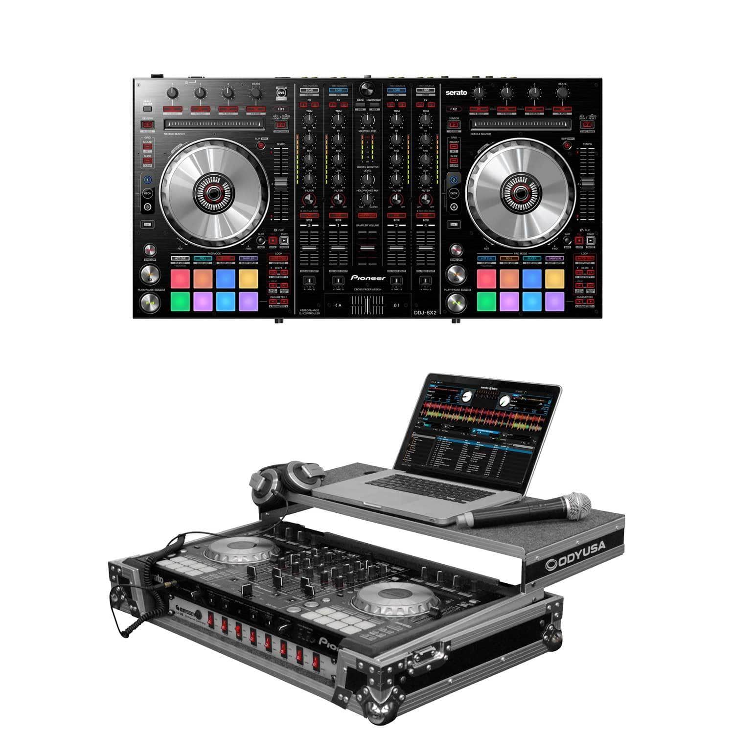 Pioneer DJ DDJ-SX2 DJ Controller with Odyssey Glide Road Case