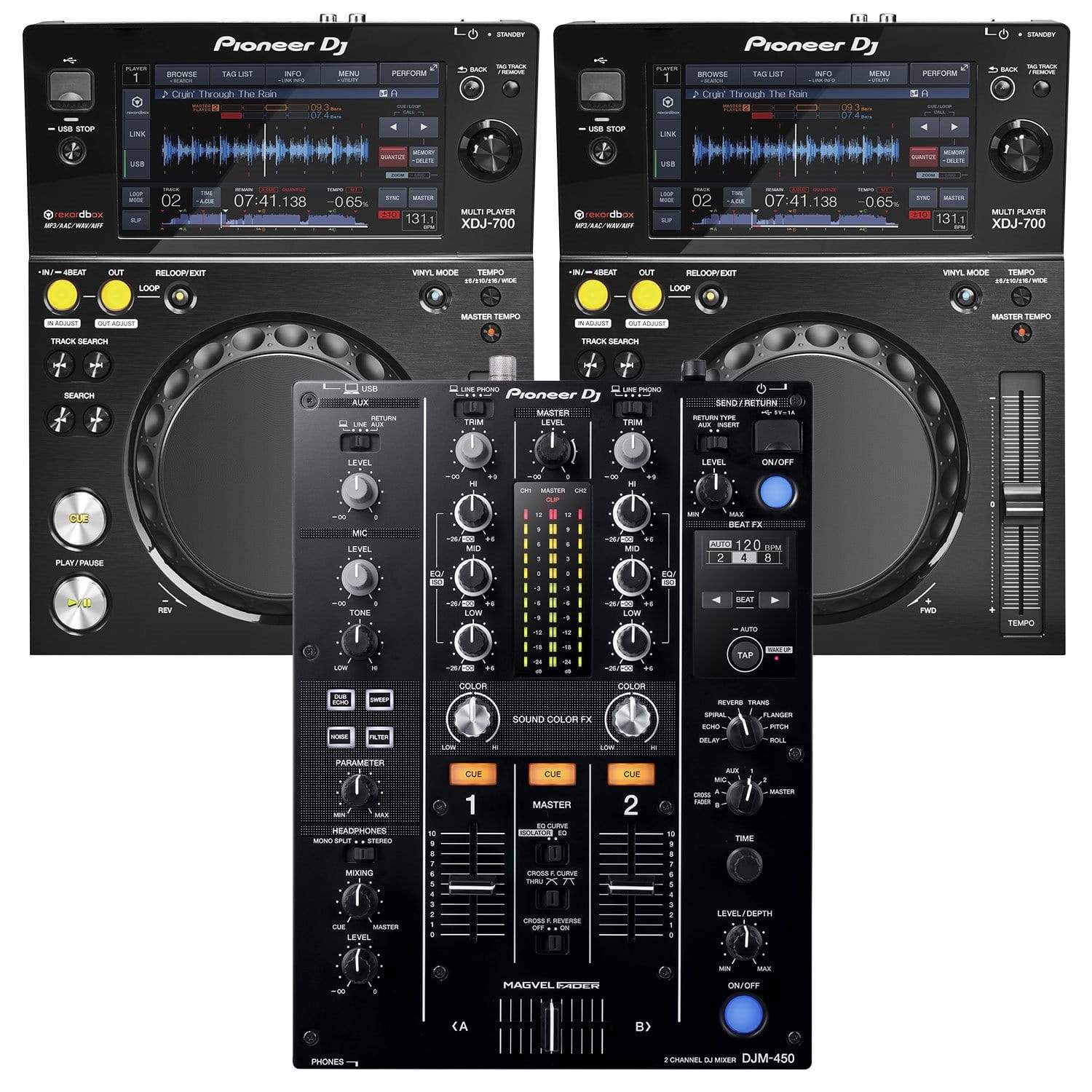 Beneden afronden technisch Aanwezigheid Pioneer DJ DJM-450 2-Channel DJ Mixer and (2) XDJ-700 Multi Players | PSSL  ProSound and Stage Lighting