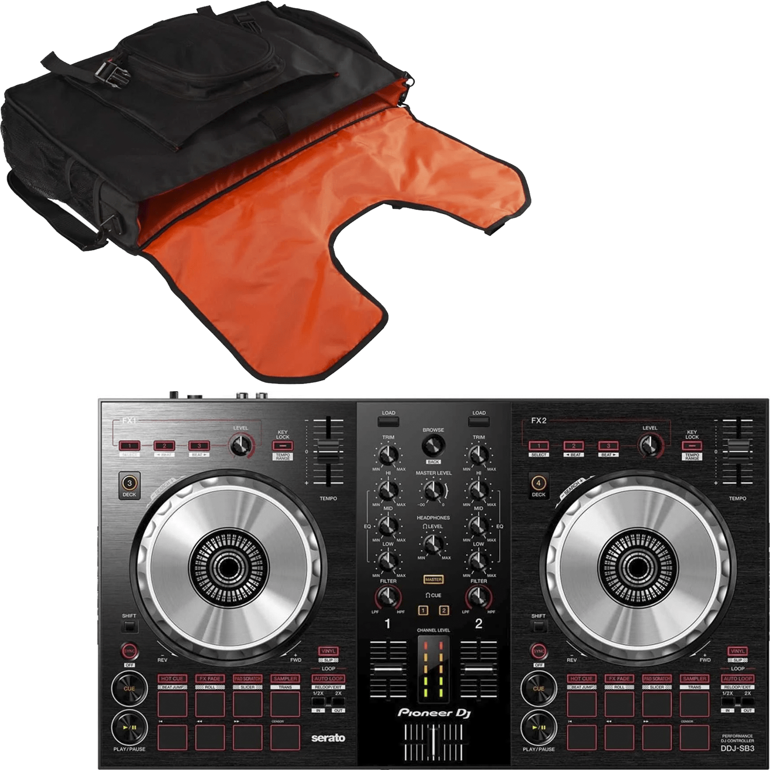 Pioneer DJ DDJ-SB3 with Gator G-Club DJ Controller Bag