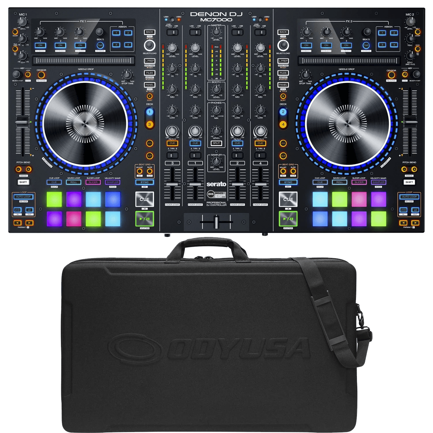 Denon DJ MC7000 DJ Controller with Odyssey Bag - ProSound and Stage Lighting