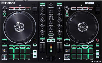 Roland DJ-202 2-Channel Serato DJ Controller with Black Series Carry Bag - ProSound and Stage Lighting